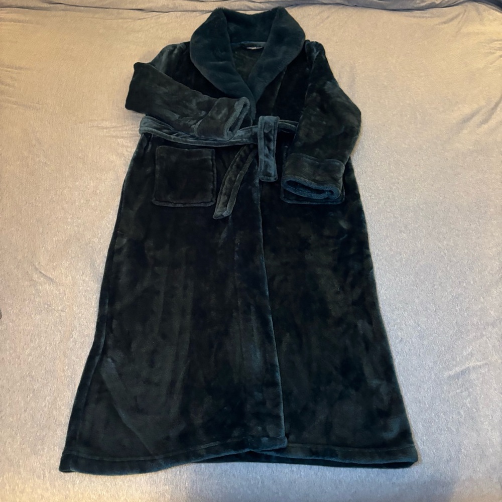 Berkshire‎ Womens Blanket Soft Long Teal Robe Sz Sm Collar, Attached-Tie 48" L